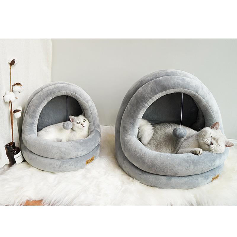 Maison chaude lavable Lighteme Deluxe pour chat (2 couleurs et 2 tailles)
