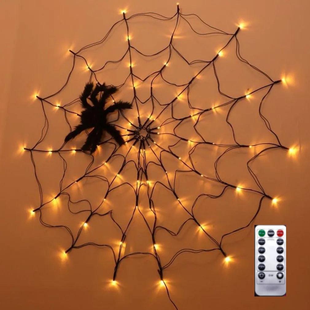 Araignée d'Halloween Lighteme 80 LED avec télécommande | 8 modes d'éclairage