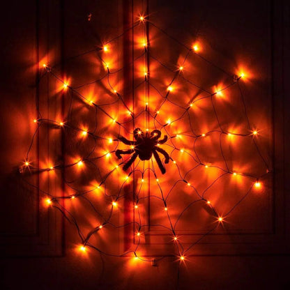 Araignée d'Halloween Lighteme 80 LED avec télécommande | 8 modes d'éclairage