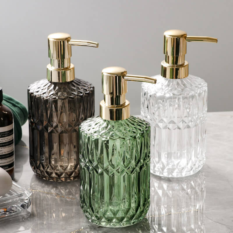 Distributeur de savon en verre à motif diamant Lighteme