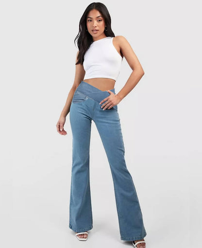 Lighteme High-Waist-Crossover-Jeans