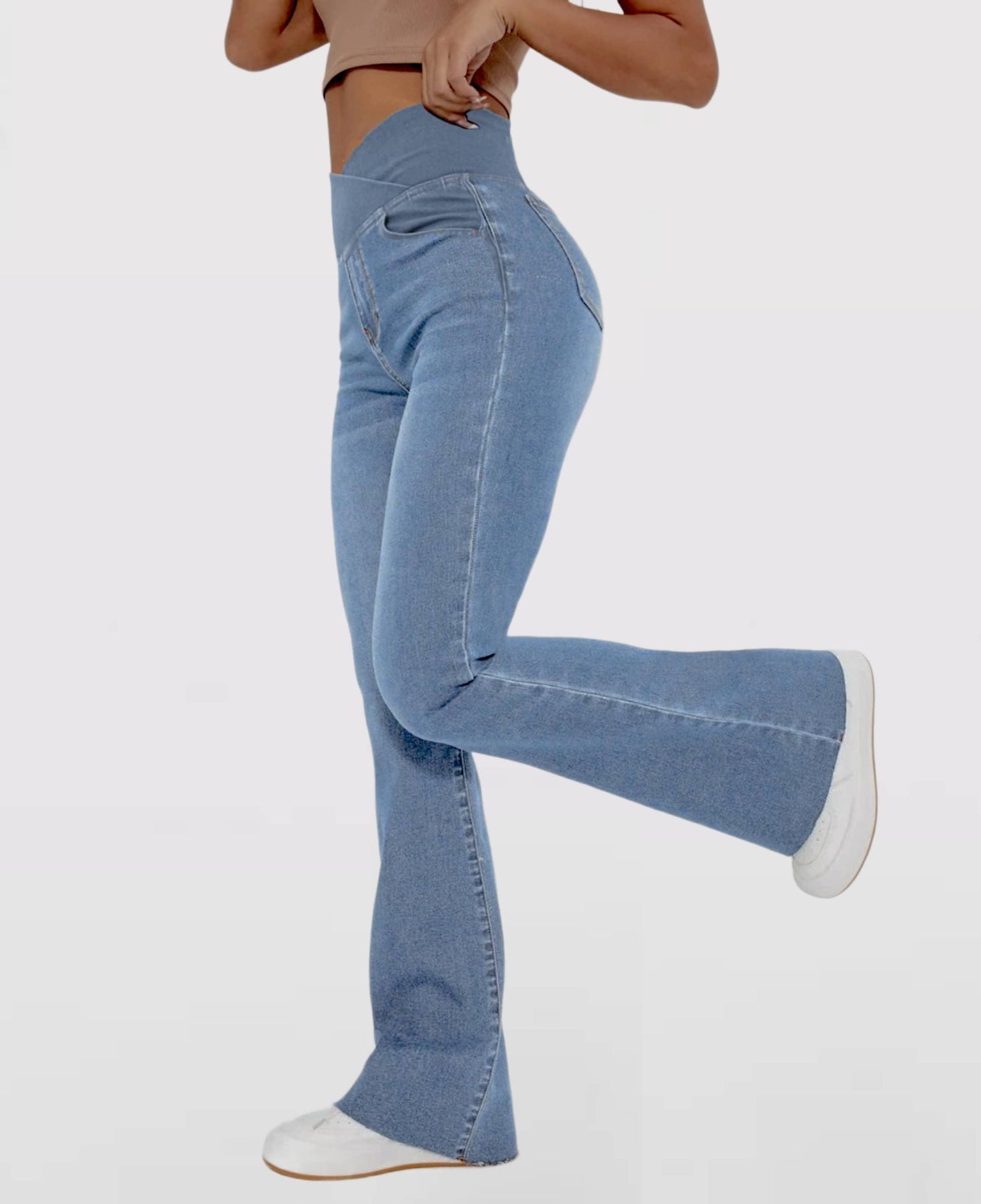 Lighteme High-Waist-Crossover-Jeans