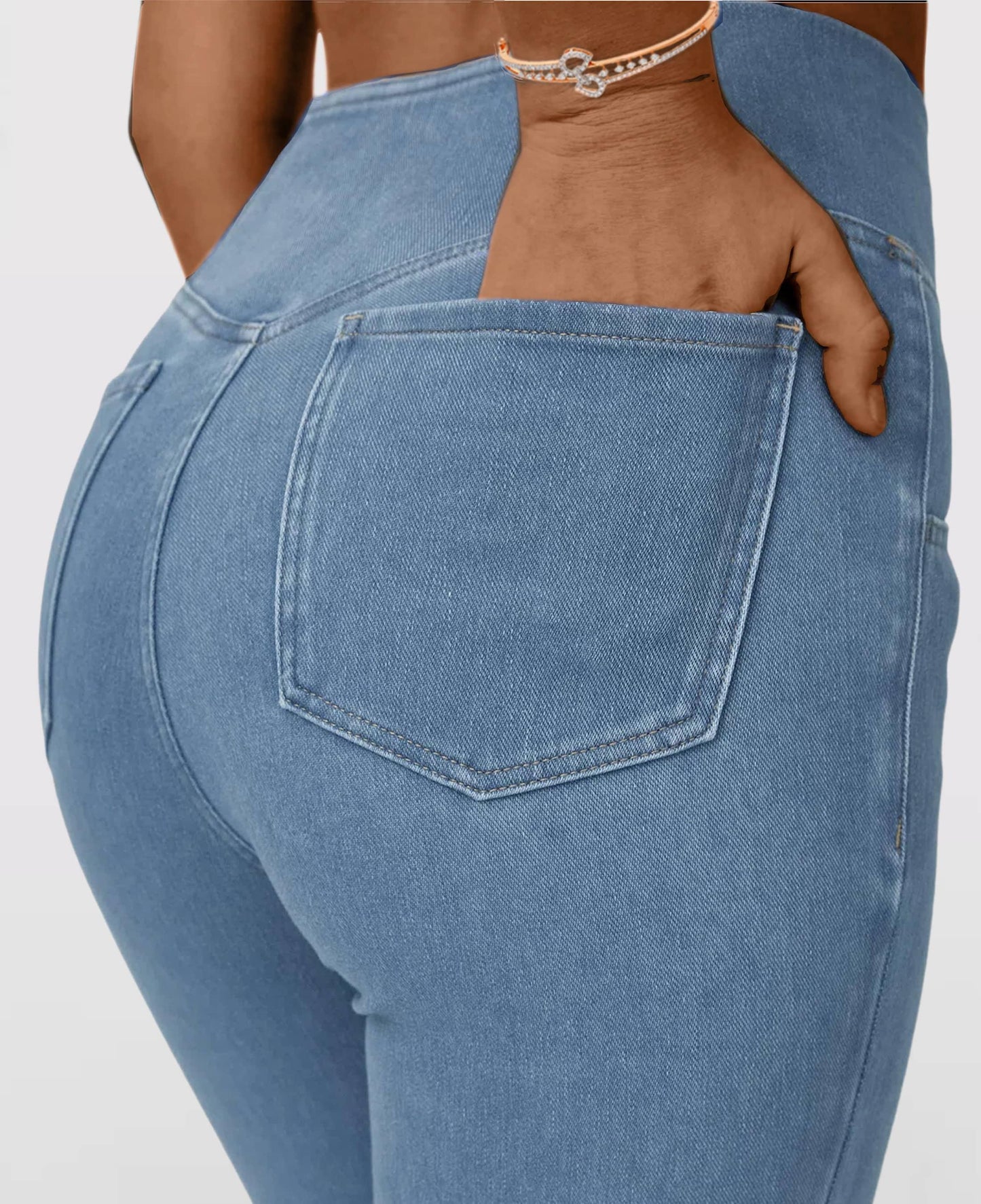 Lighteme High-Waist-Crossover-Jeans