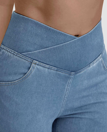 Lighteme High-Waist-Crossover-Jeans