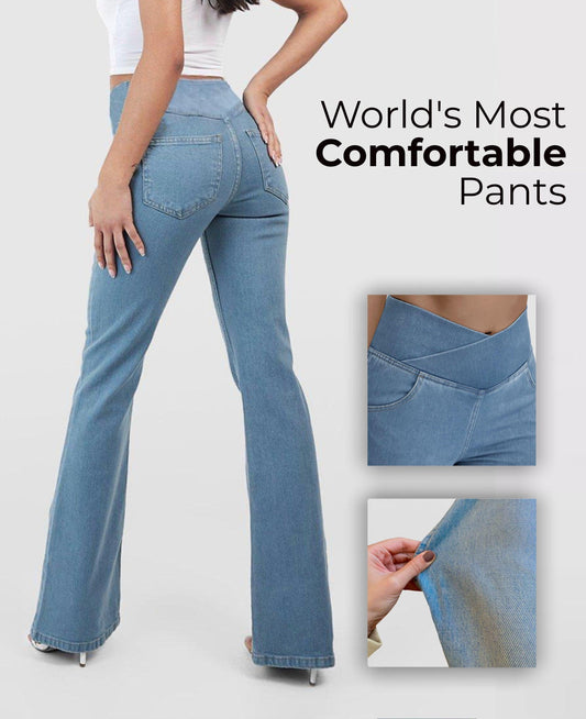Lighteme High-Waist-Crossover-Jeans