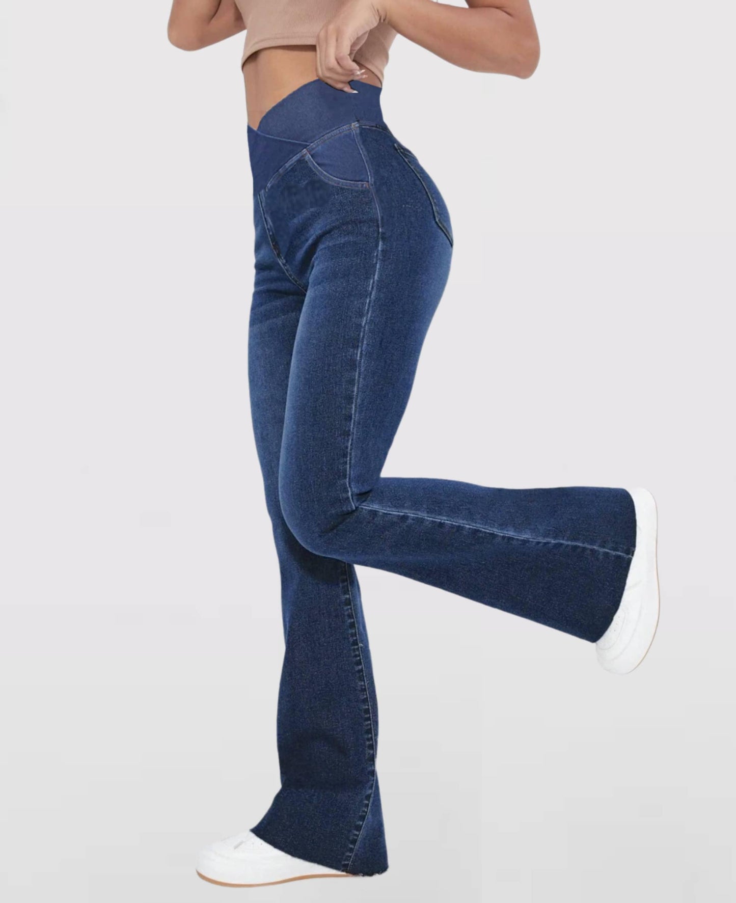 Lighteme High-Waist-Crossover-Jeans