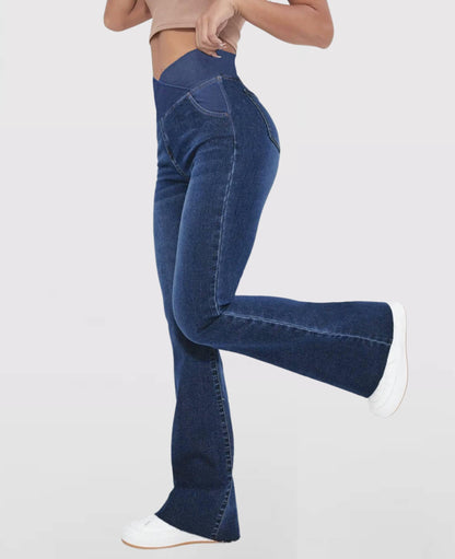 Lighteme High-Waist-Crossover-Jeans