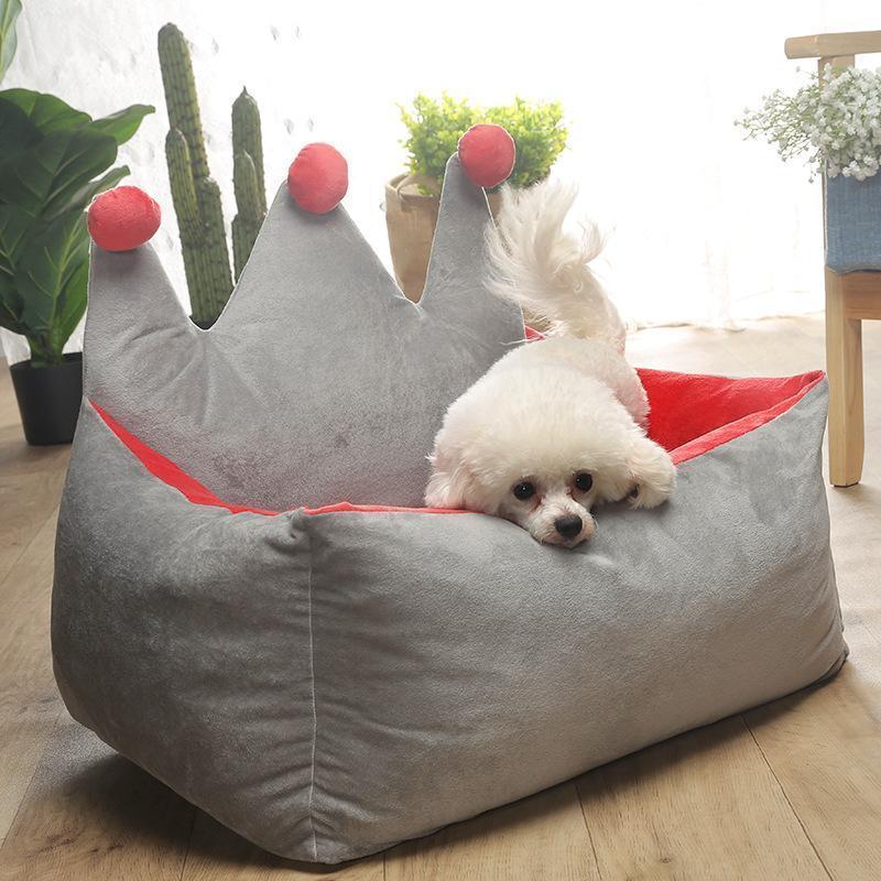 Lighteme Dog Bed Cute Crown Removable Kennel