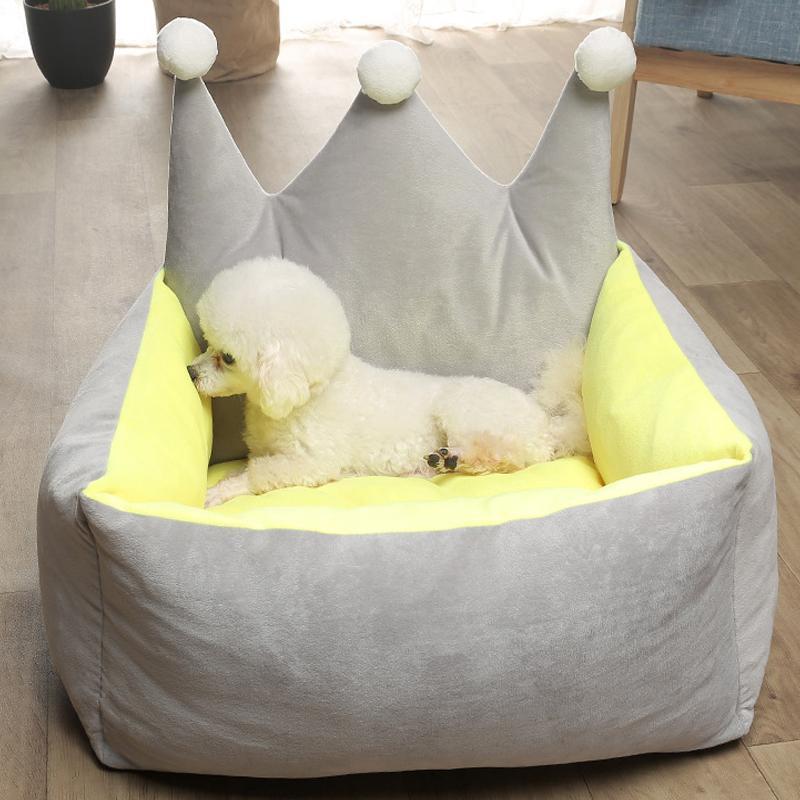 Lighteme Dog Bed Cute Crown Removable Kennel