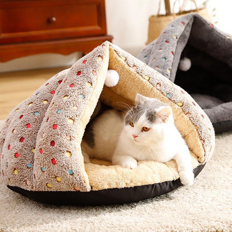 Lighteme Dots Winter Fleece Ball Cat Bed (2 colors)