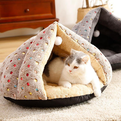 Lighteme Dots Winter Fleece Ball Cat Bed (2 colors)