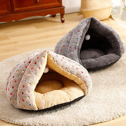 Lighteme Dots Winter Fleece Ball Cat Bed (2 colors)