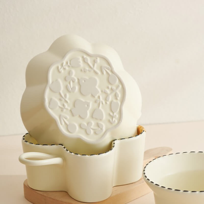 Lighteme Dotted Line Embossed Ceramic Baking Bowl