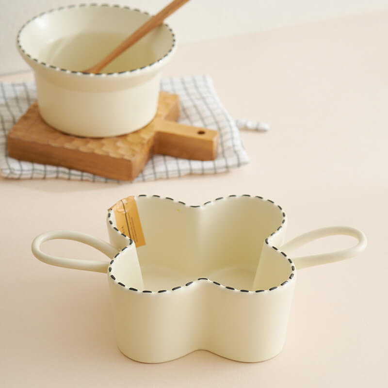 Lighteme Dotted Line Embossed Ceramic Baking Bowl