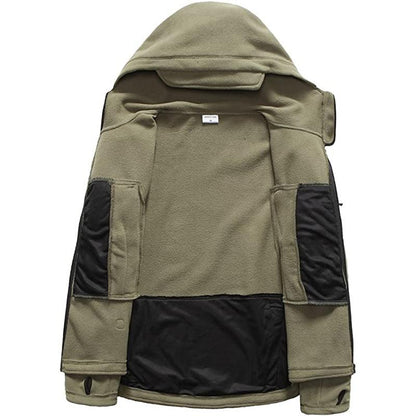 Lighteme Warmer Fleece-Mantel mit Kapuze für taktische Militärjacke