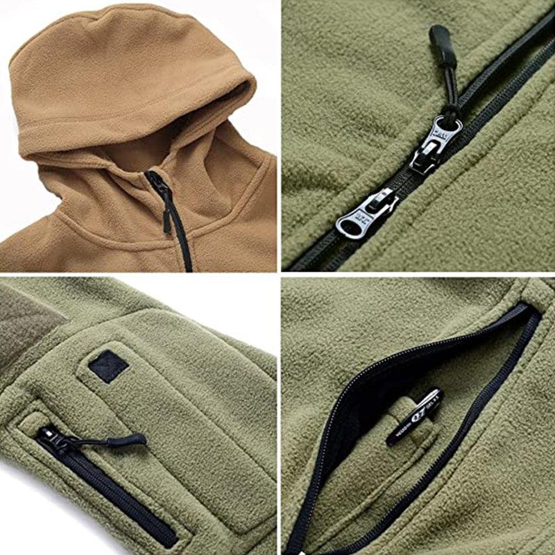 Lighteme Warmer Fleece-Mantel mit Kapuze für taktische Militärjacke