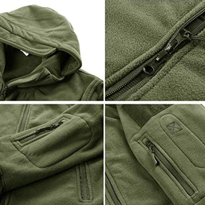 Lighteme Warmer Fleece-Mantel mit Kapuze für taktische Militärjacke