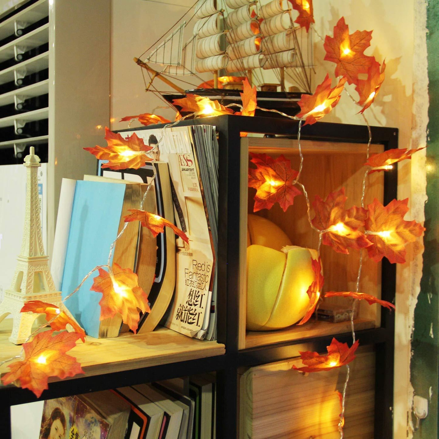 Guirlande lumineuse LED en forme de feuille d'érable pour Halloween Lighteme