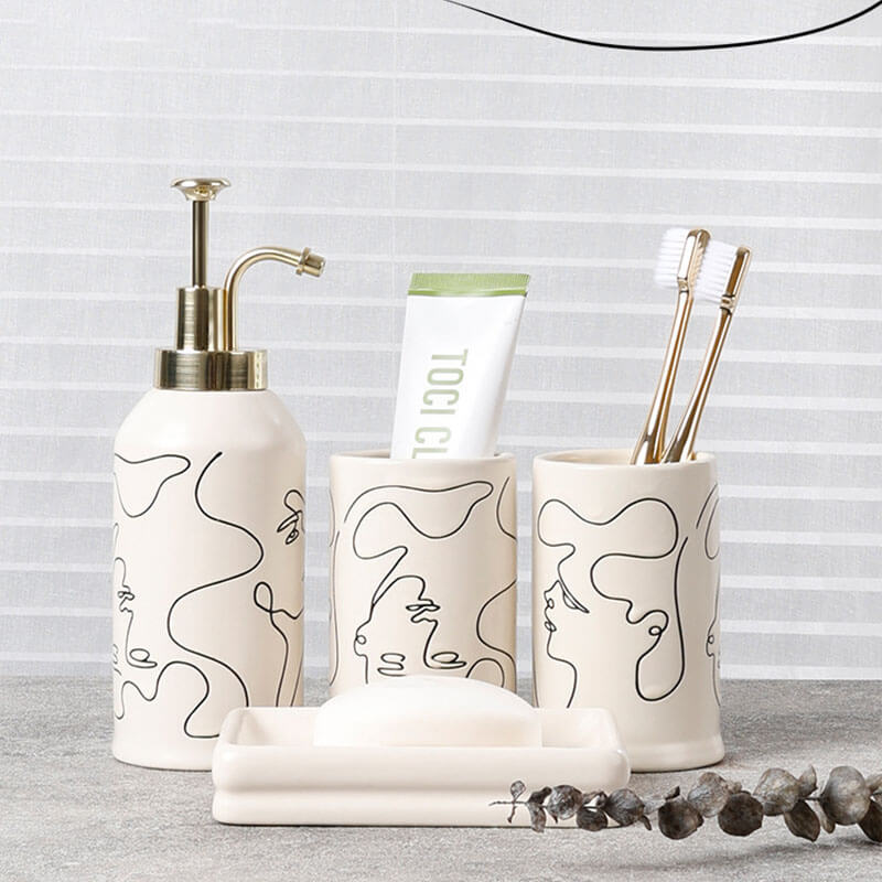 Lighteme Elegantes Badezimmerset mit Strichzeichnung