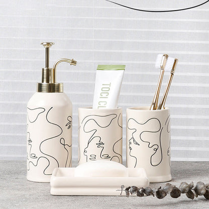 Lighteme Elegantes Badezimmerset mit Strichzeichnung