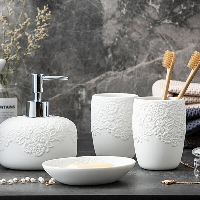 Ensemble de salle de bain en céramique gaufrée Lighteme