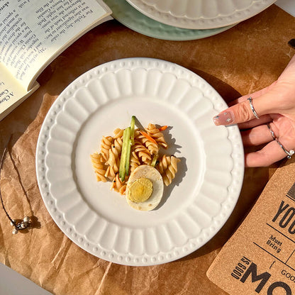 Assiette à dîner simple en céramique gaufrée Lighteme 