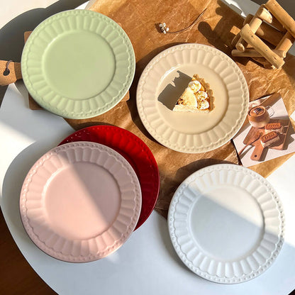 Assiette à dîner simple en céramique gaufrée Lighteme 