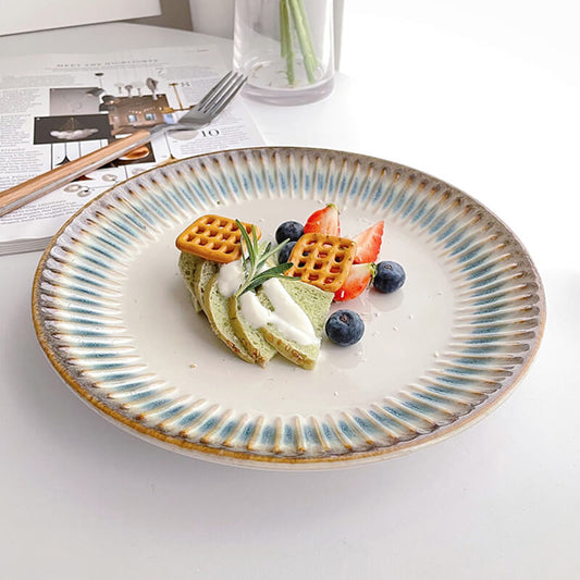 Assiette en céramique à grain vertical en relief Lighteme