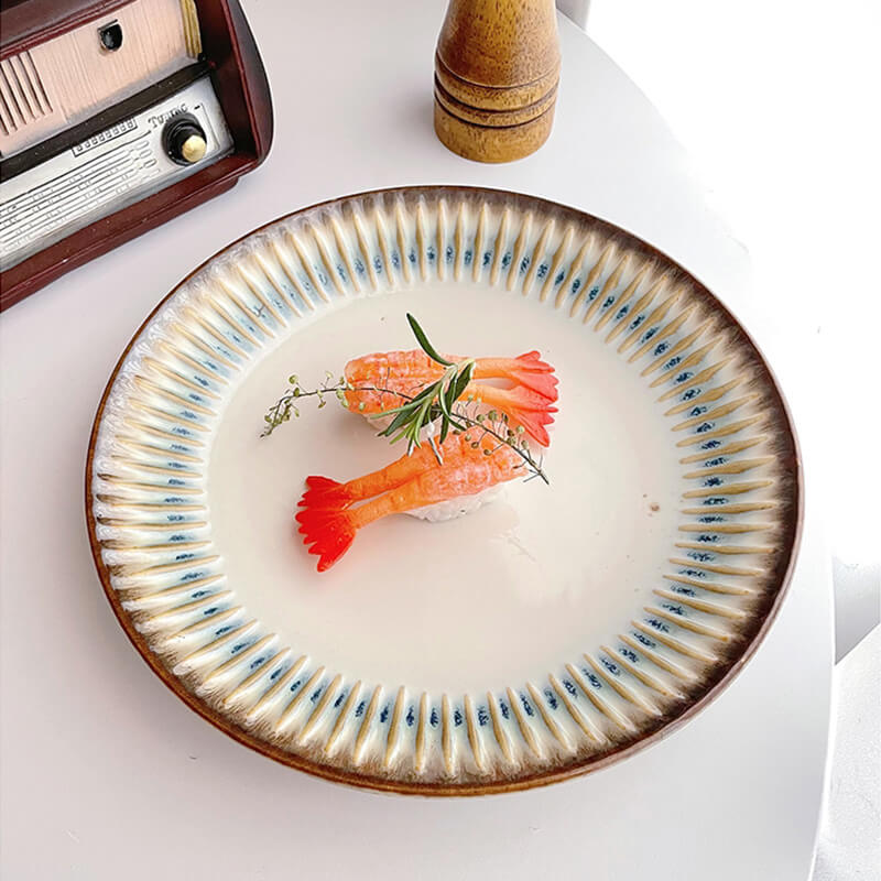 Lighteme Embossed Vertical Grain Ceramic Plate