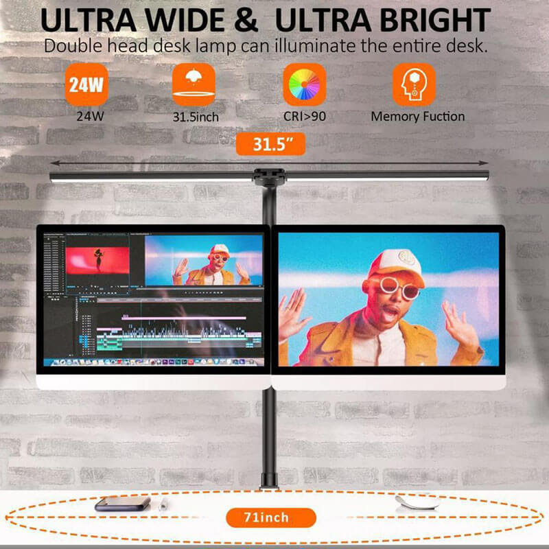Lampe de bureau à clip de protection oculaire Lighteme