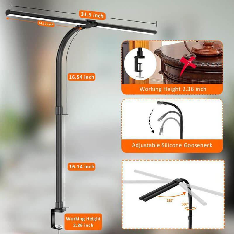 Lampe de bureau à clip de protection oculaire Lighteme