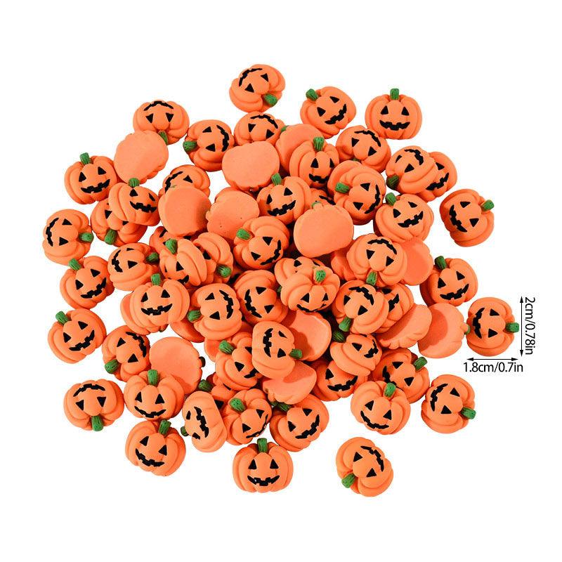 Lighteme 20 Stück Miniatur-Halloween-Kürbisse aus Kunstharz mit flacher Rückseite