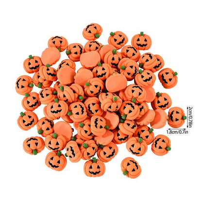 Lighteme 20 Stück Miniatur-Halloween-Kürbisse aus Kunstharz mit flacher Rückseite