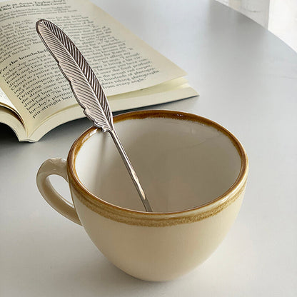 Cuillère et fourchette à dessert en acier inoxydable Lighteme Feather