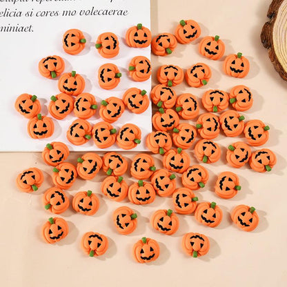 Lighteme 20 Stück Miniatur-Halloween-Kürbisse aus Kunstharz mit flacher Rückseite