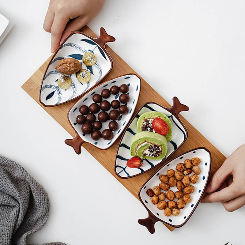 Lighteme Fishtail Ceramic Snack Plate Set