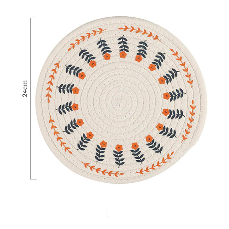 Set de table tissé en coton et lin à fleurs Lighteme