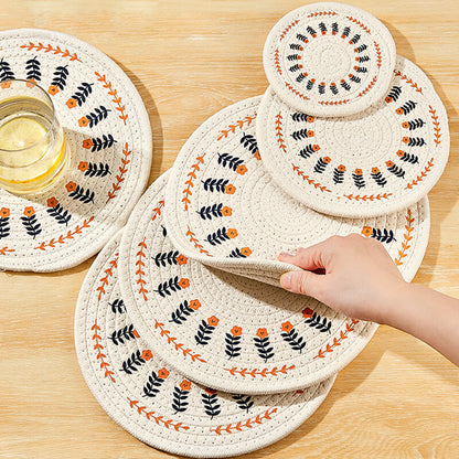 Set de table tissé en coton et lin à fleurs Lighteme