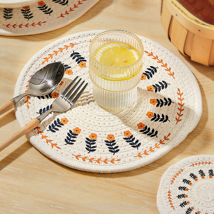 Set de table tissé en coton et lin à fleurs Lighteme