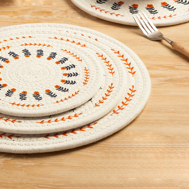 Set de table tissé en coton et lin à fleurs Lighteme