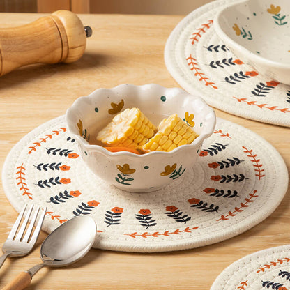 Set de table tissé en coton et lin à fleurs Lighteme