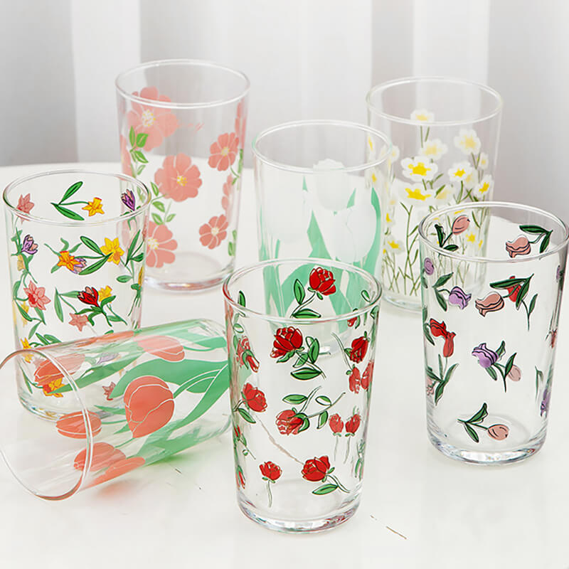Lighteme Glasbecher mit Blumenmuster