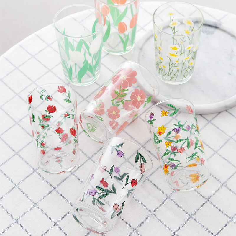 Lighteme Glasbecher mit Blumenmuster