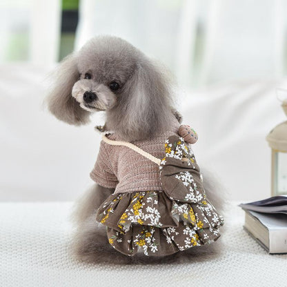 Lighteme Floral Dog Autumn Winter Sling Bag Dress (3 colors & 4 sizes)