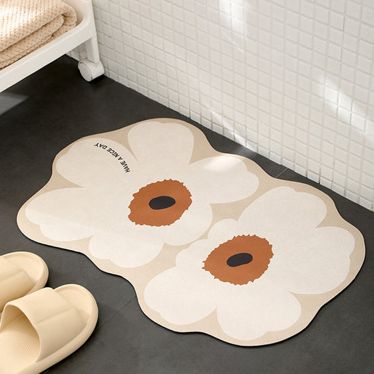 Badematte aus Kieselalgenschlamm mit Blumenmotiv von Lighteme