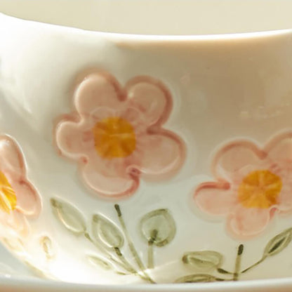 Lighteme Keramiktasse und Untertasse mit Blumendruck
