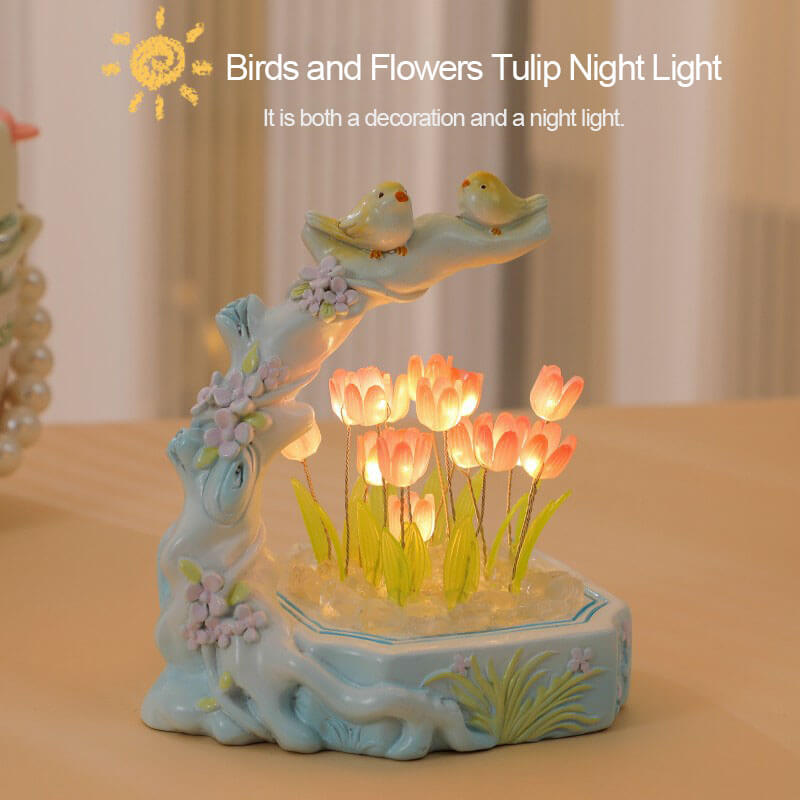 Veilleuse Tulipe Fleur et Oiseau Lighteme