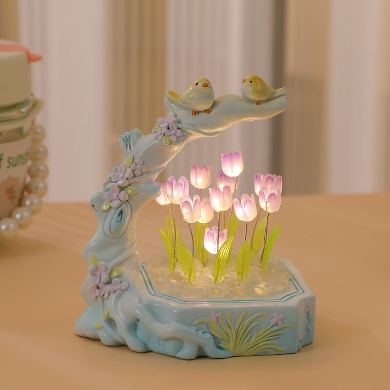 Veilleuse Tulipe Fleur et Oiseau Lighteme