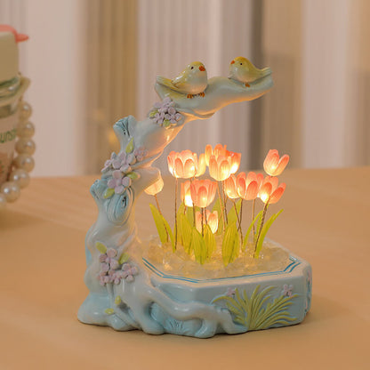 Veilleuse Tulipe Fleur et Oiseau Lighteme
