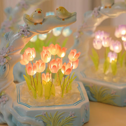 Veilleuse Tulipe Fleur et Oiseau Lighteme